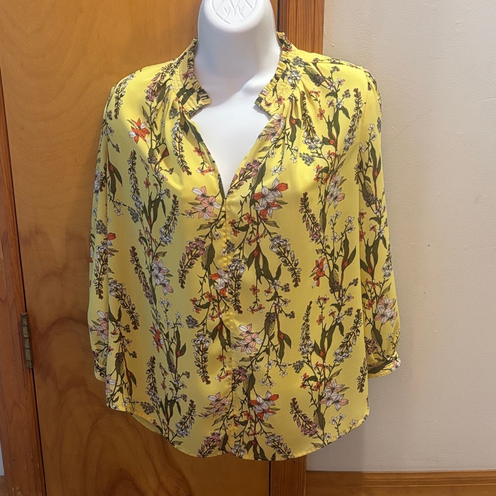 Worthington Yellow Floral Blouse